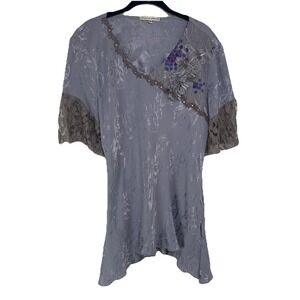 Spencer Alexis Vintage Top Size 16 Purple Floral Lace Y2K Fairy Whimsical
